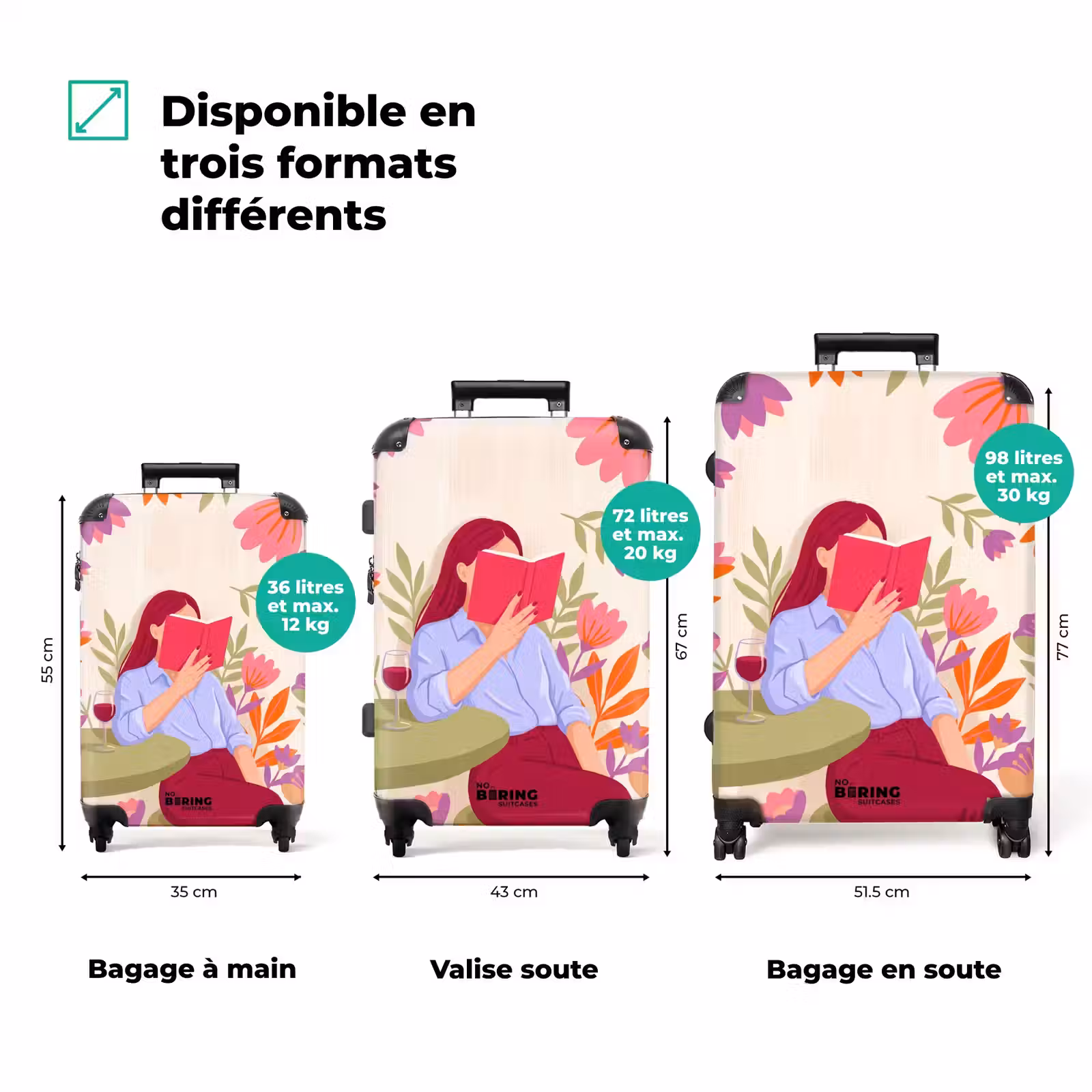 Valise - Femme - Lecture - Maison - Moderne - Fleurs — 1