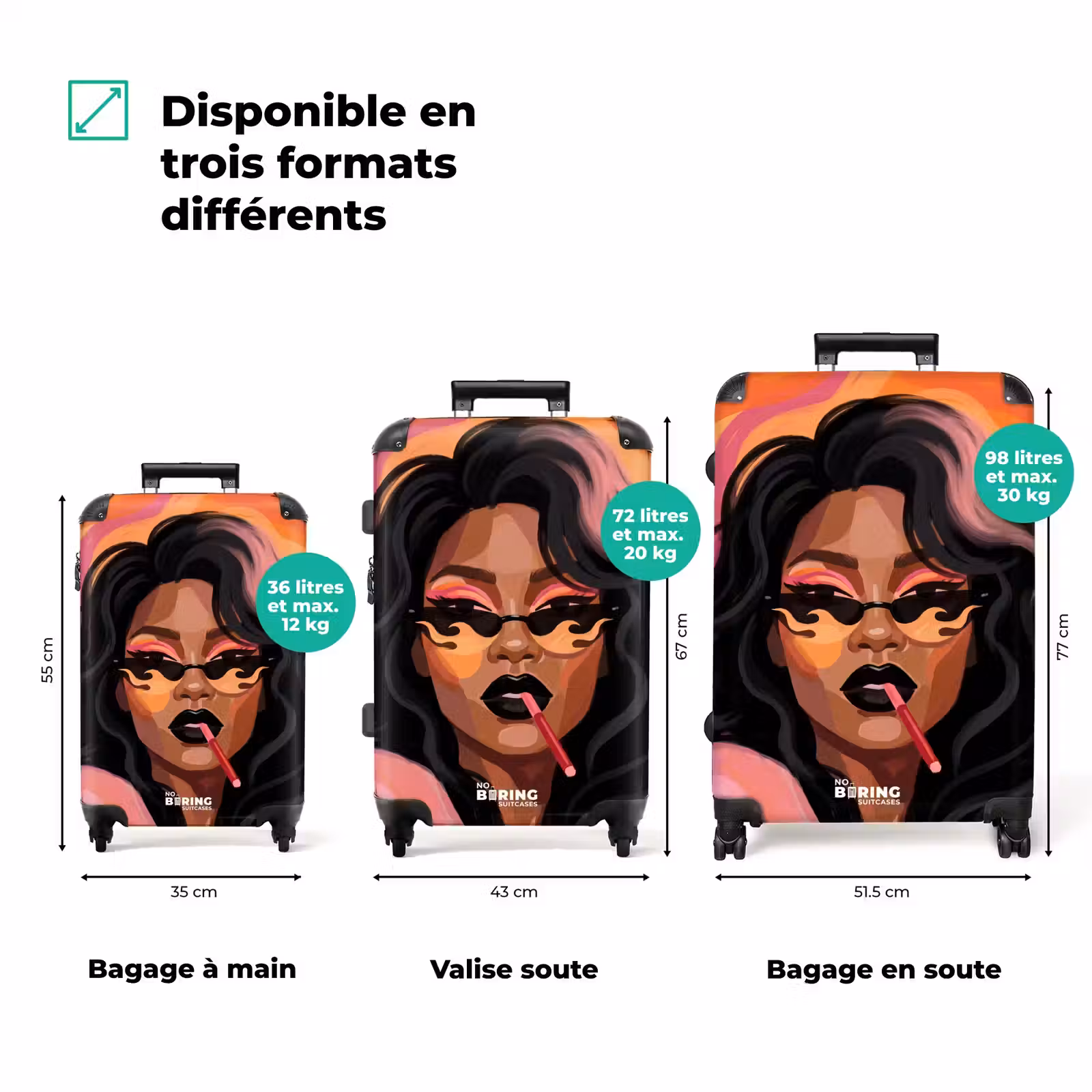 Valise - Femme - Lunettes de soleil - Moderne - Portrait - Orange — 1