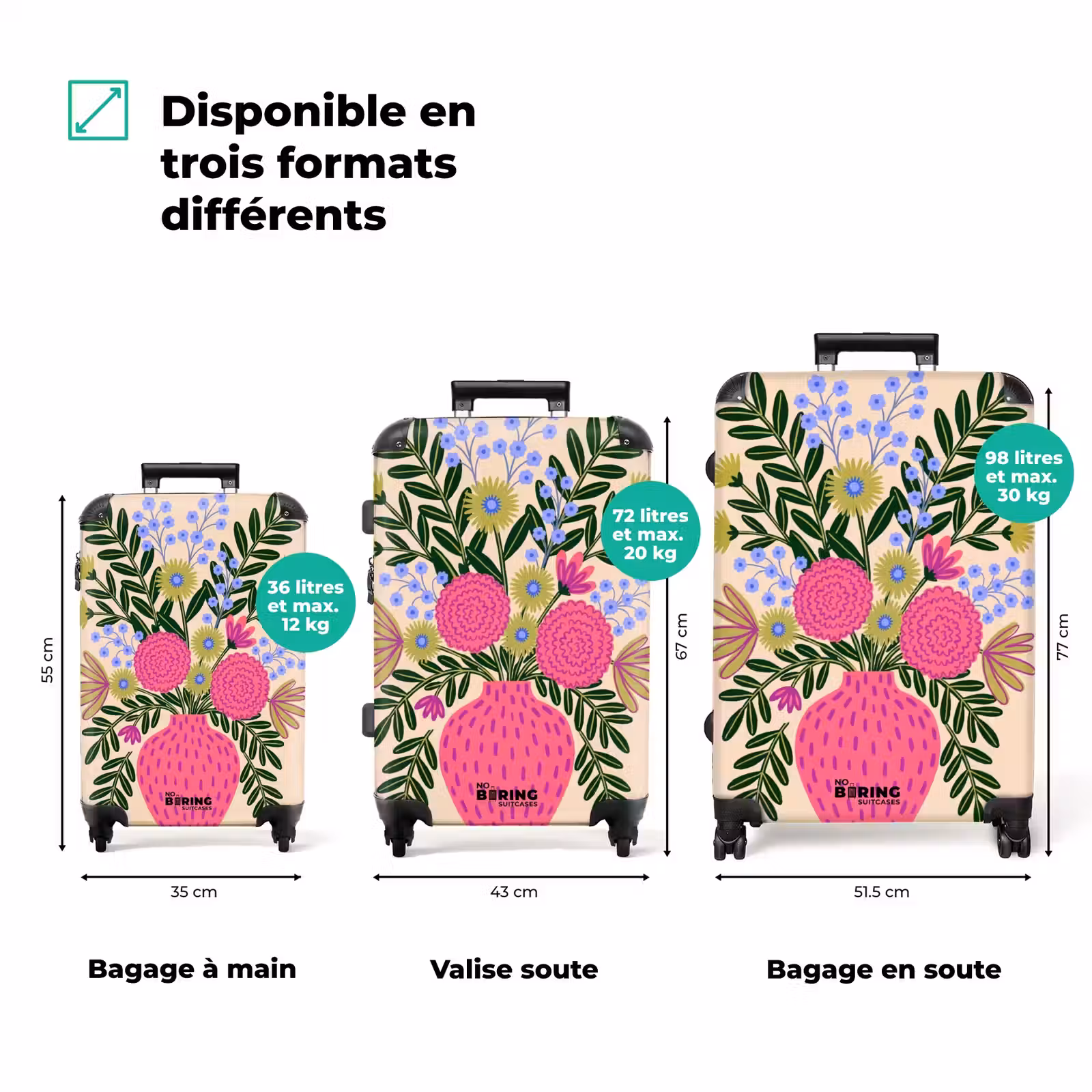 Valise - Fleurs - Bouquet - Nature - Abstrait - Rose — 1