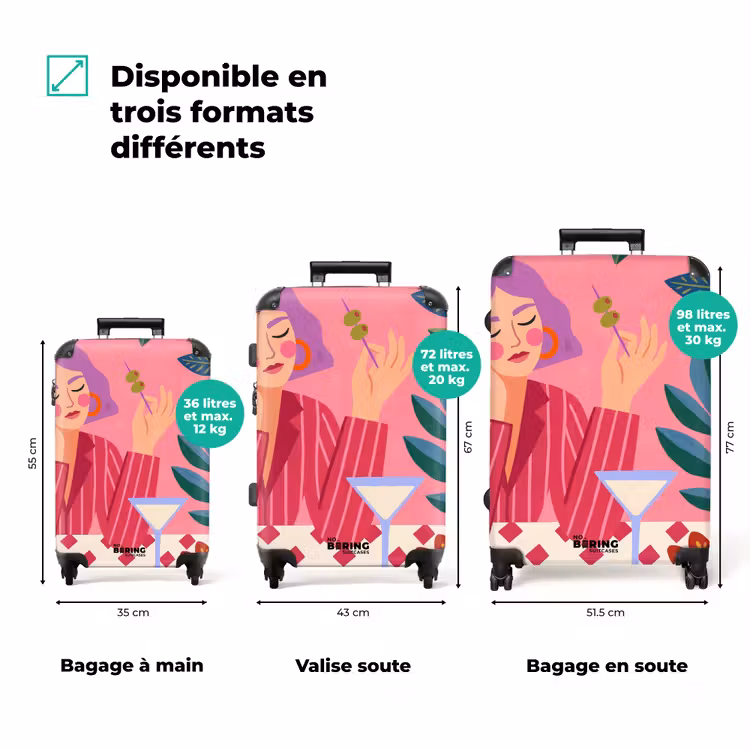 Valise - Femme - Cocktail - Fleurs - Moderne - Rose — 1