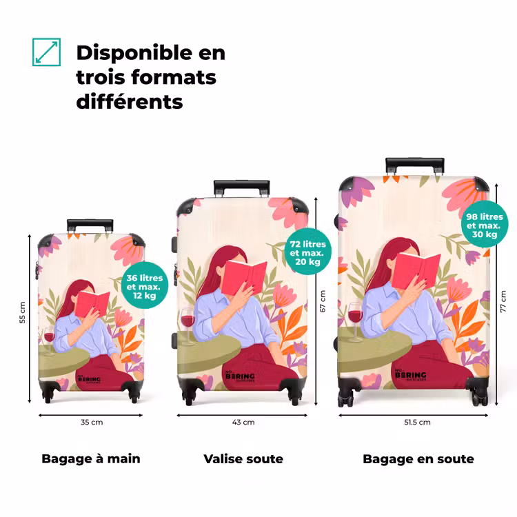 Valise - Femme - Lecture - Maison - Moderne - Fleurs — 1