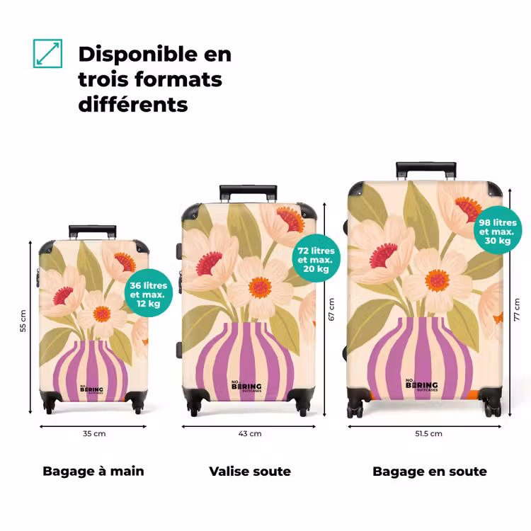 Valise - Fleurs - Vase - Abstrait - Violet - Orange — 1