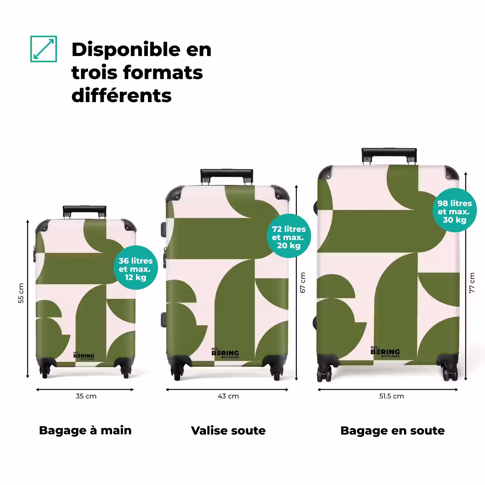 Valise - Abstrait - Géométrie - Moderne - Vert - Blanc — 1