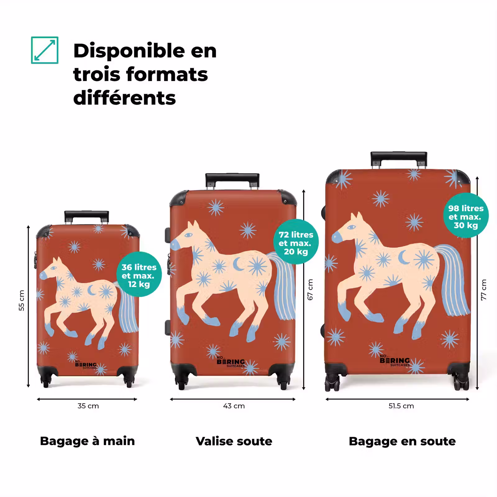 Valise - Animaux - Étoiles - Lune - Abstrait - Rouge — 1