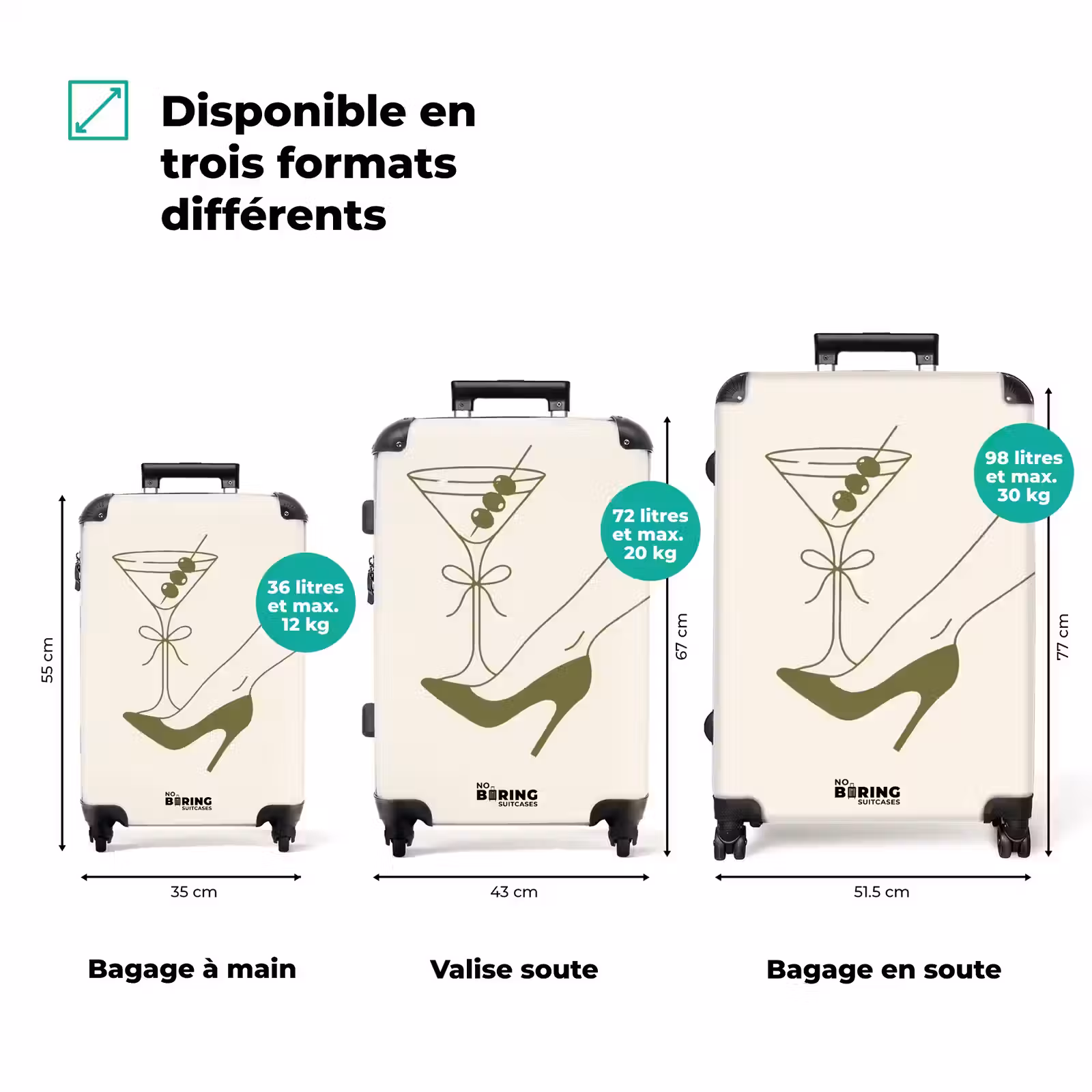 Valise - Boisson - Martini - Talons hauts - Mode - Vert — 1