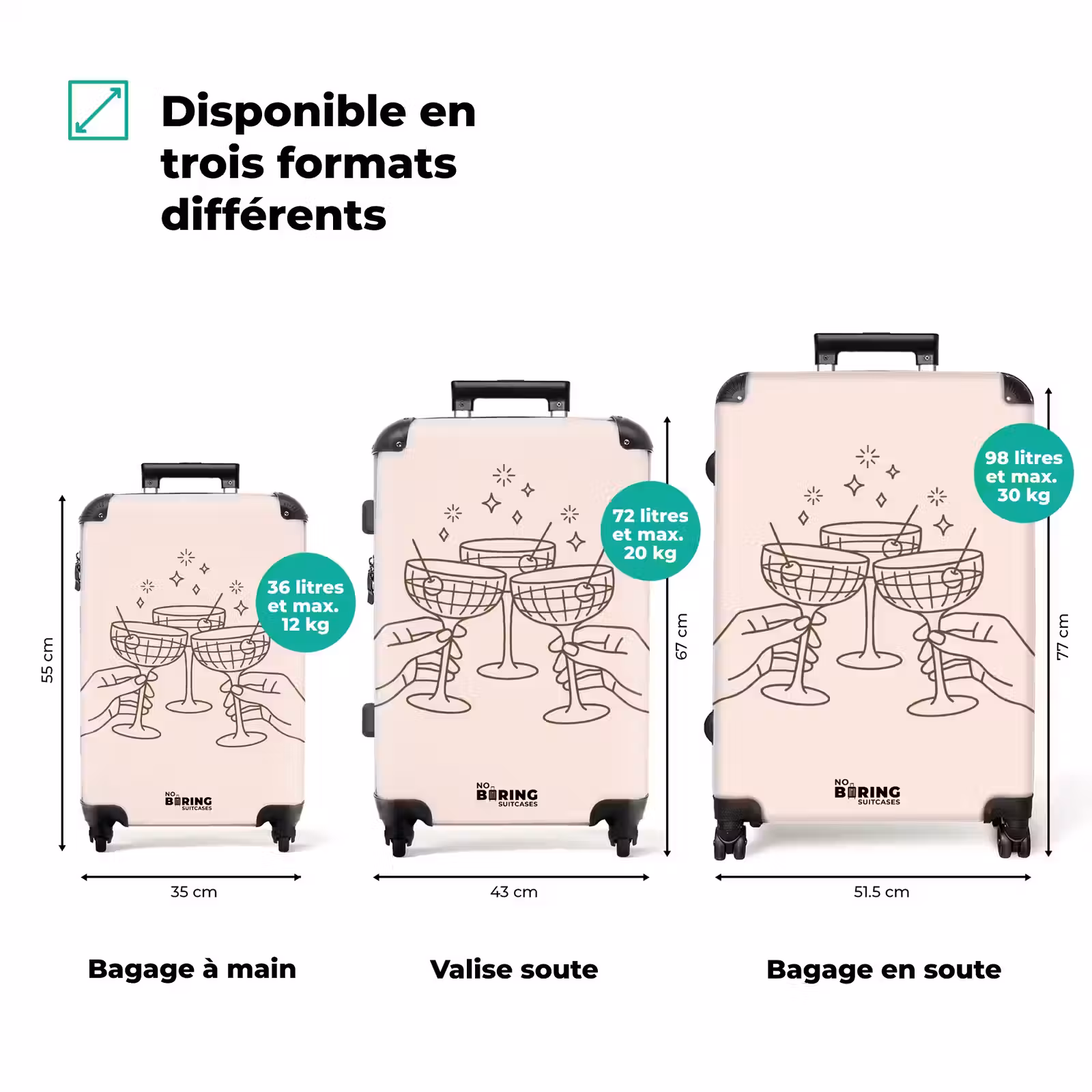 Valise - Boissons - Fête - Trinquer - Minimaliste - Vert — 1