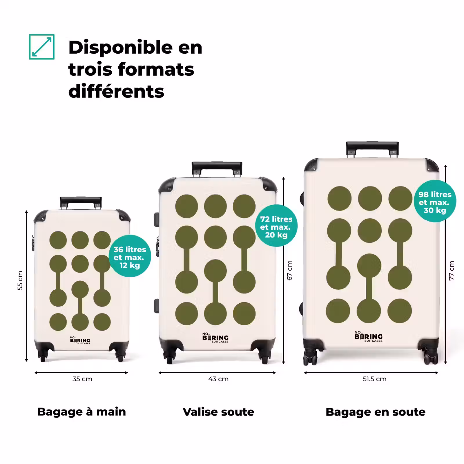 Valise - Cercles - Géométrique - Abstrait - Moderne - Vert — 1