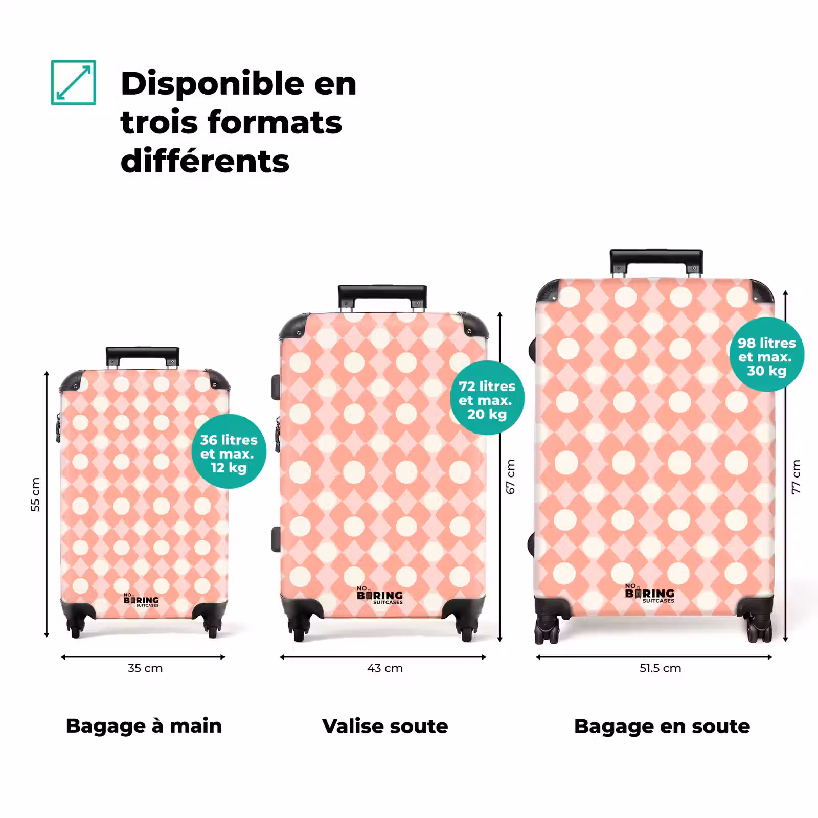 Valise - Corail - Rétro - Géométrique - Motif — 1