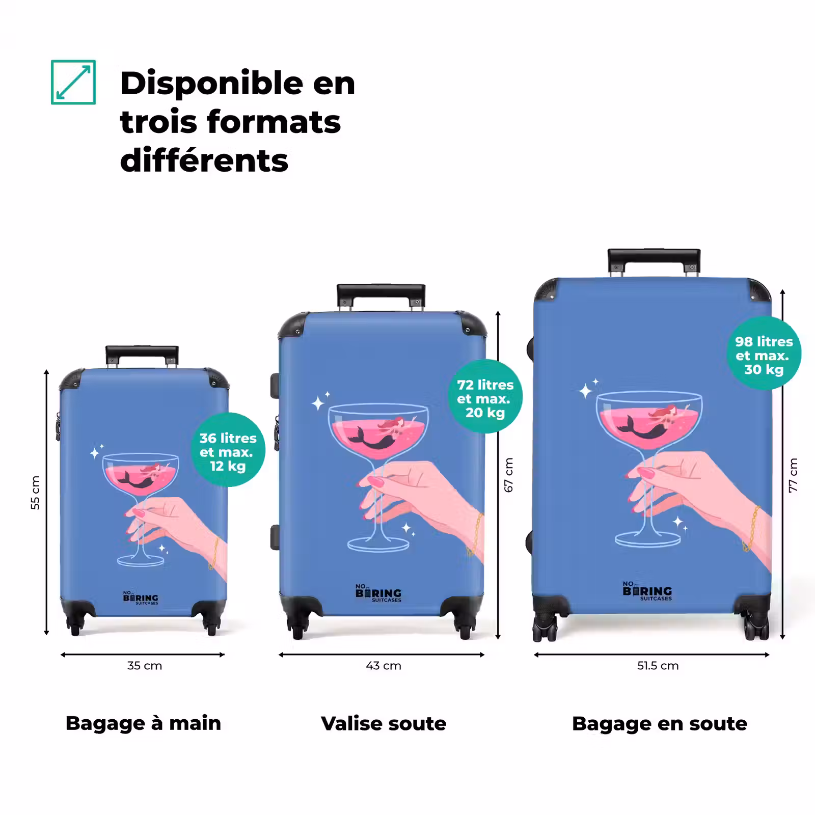 Valise - Femme - Verre - Abstrait - Rose - Bleu — 1