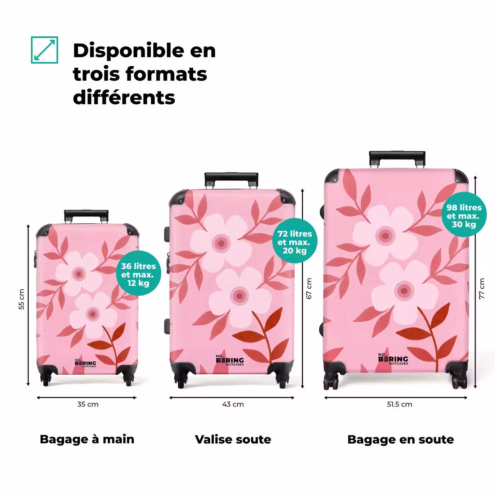 Valise - Fleurs - Abstrait - Moderne - Rose - Nature — 1