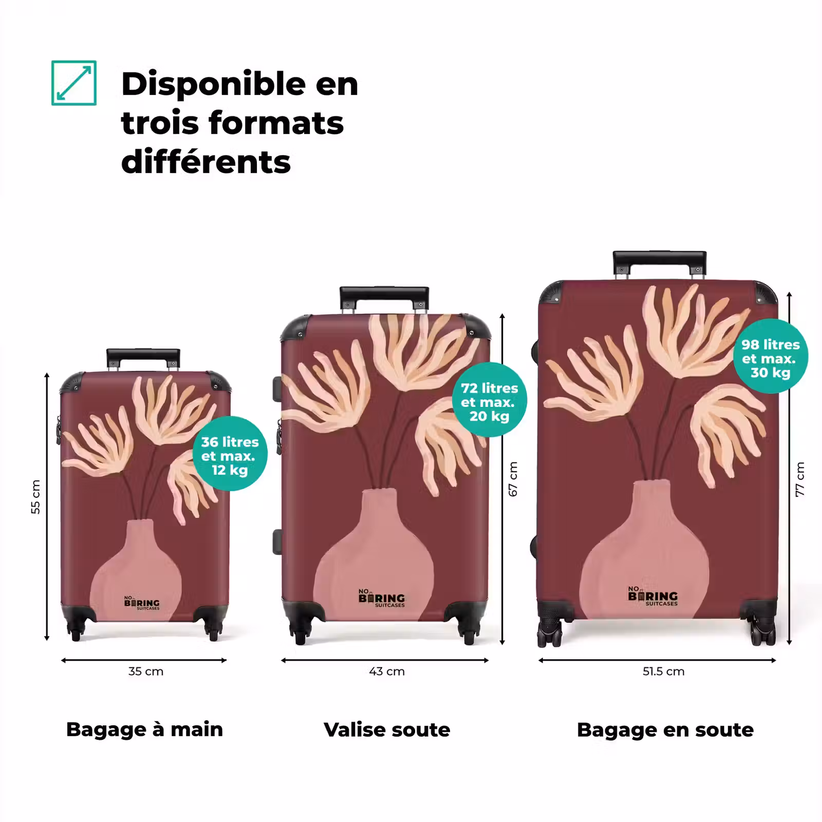 Valise - Fleurs - Vase - Abstrait - Moderne - Teintes terreuses — 1