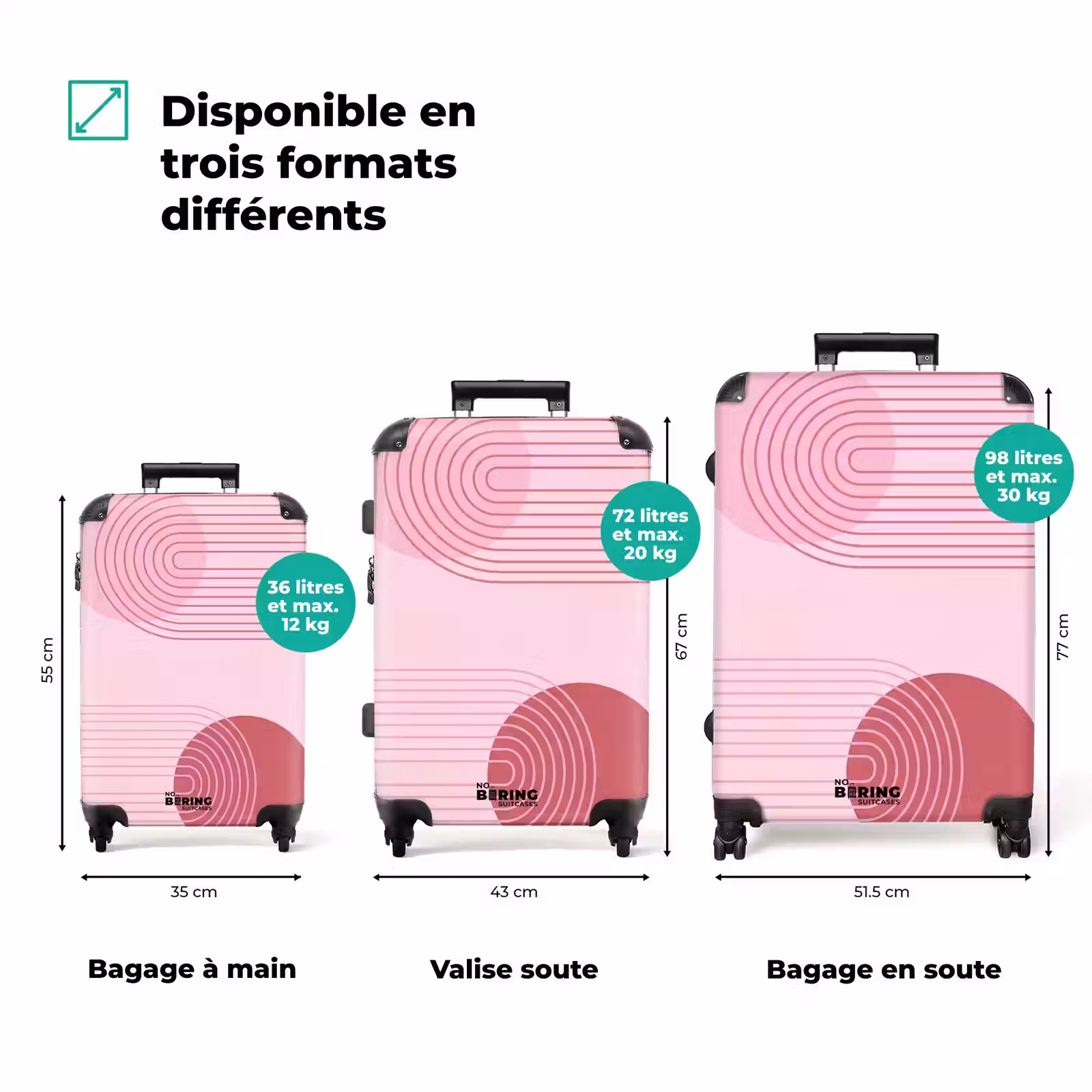 Valise - Formes - Lignes - Minimaliste - Rose — 1