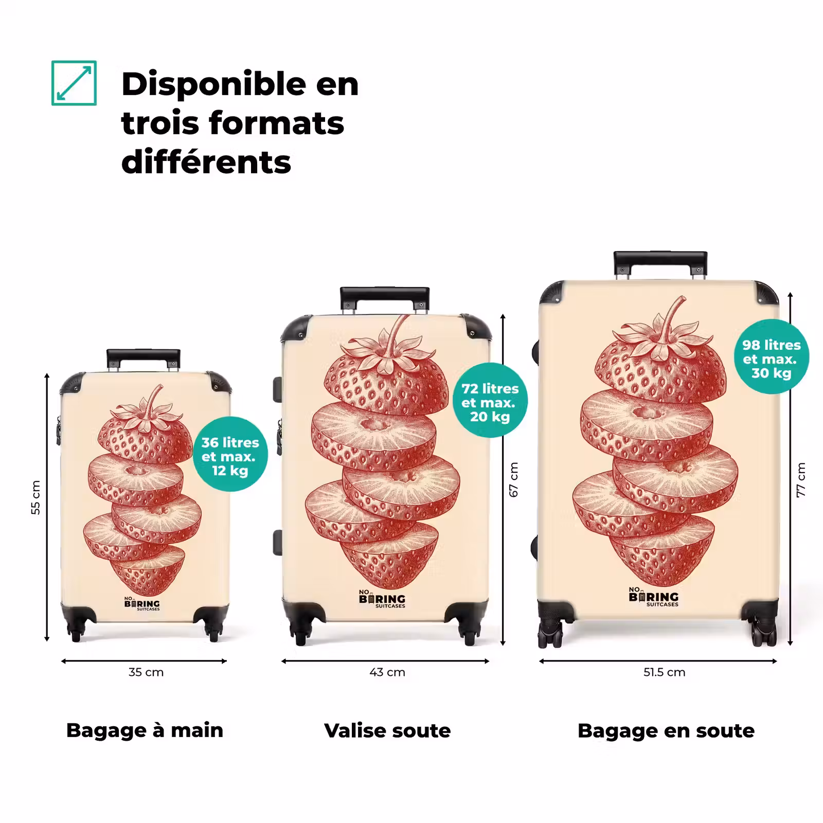 Valise - Fruits - Coupés - Illustration - Rouge - Vintage — 1