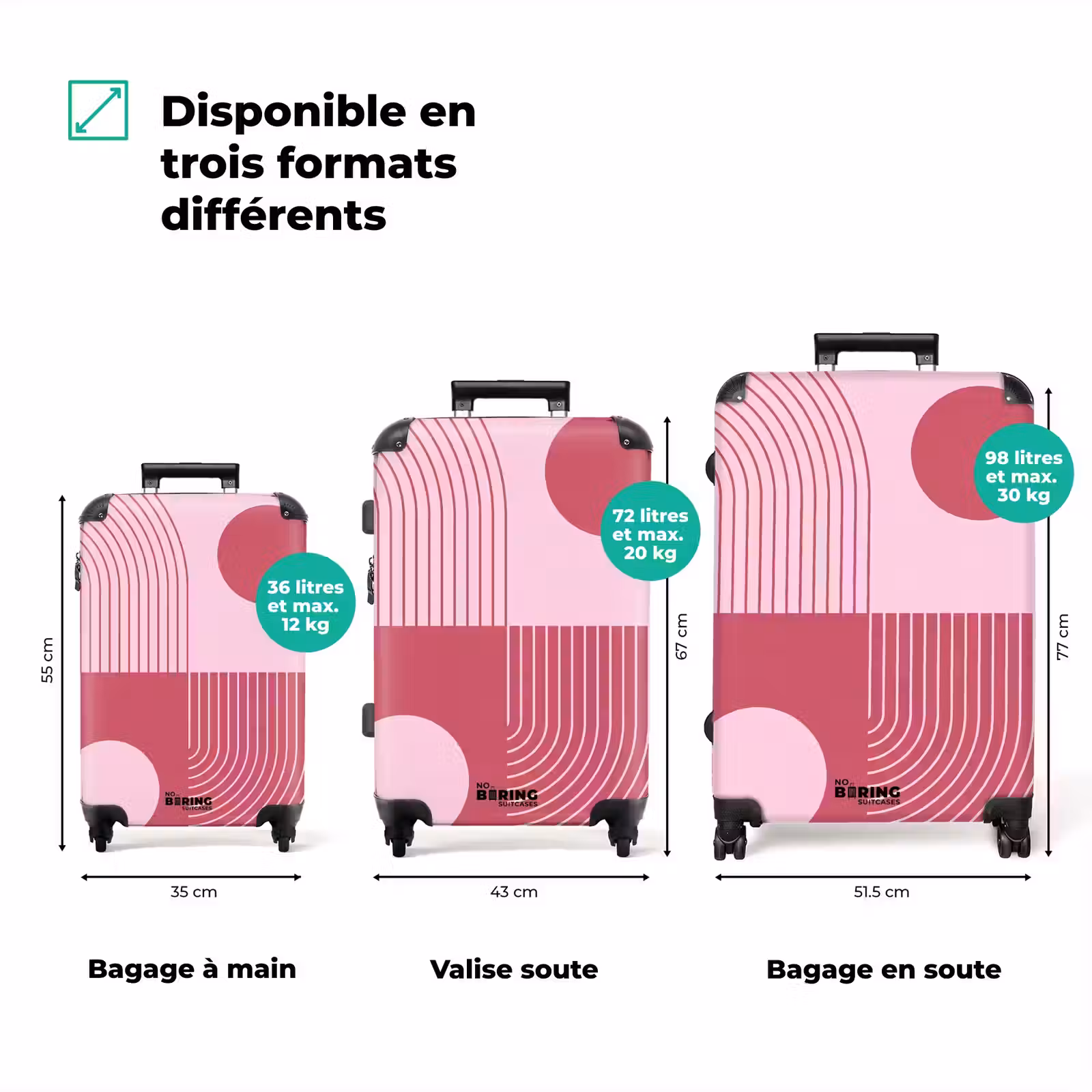 Valise - Géométrie - Motif - Abstrait - Rose - Moderne — 1