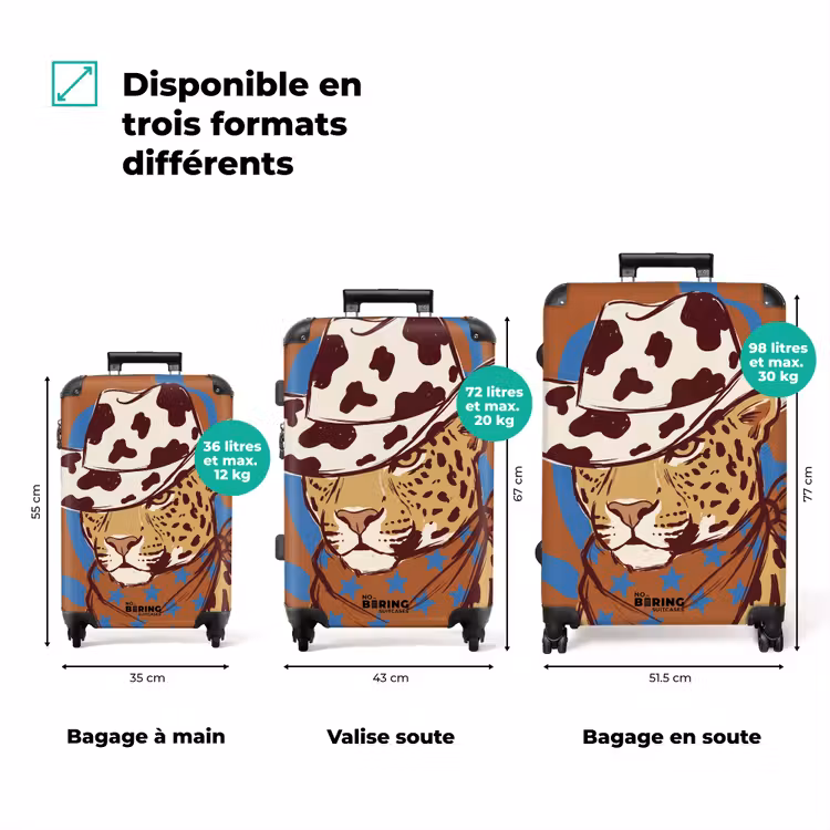 Valise - Animaux - Chapeau de cow-boy - Moderne - Illustration - Marron — 1