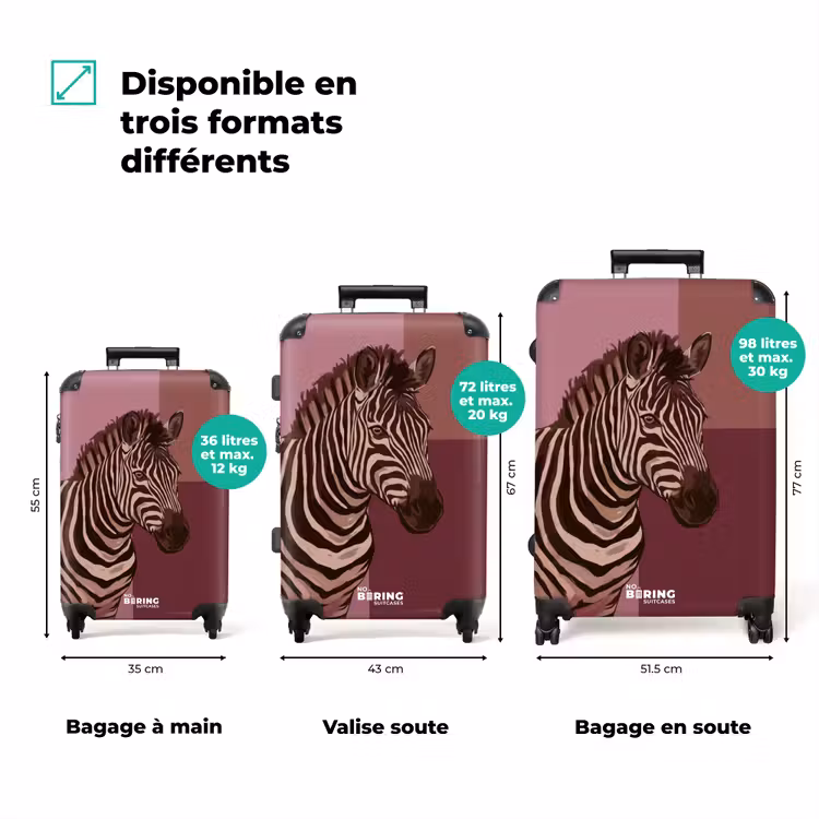 Valise - Animaux - Tête de zèbre - Faune sauvage - Moderne - Marron — 1