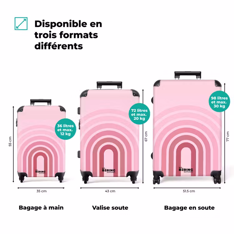 Valise - Arc-en-ciel - Rose - Abstrait - Moderne - Minimaliste — 1
