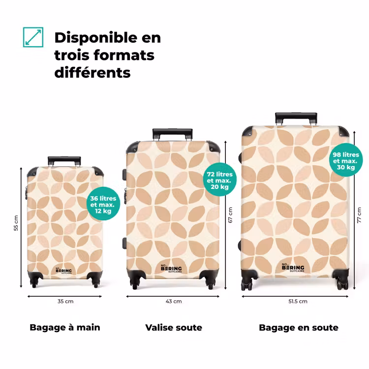 Valise - Beige - Feuilles - Minimaliste - Motif — 1