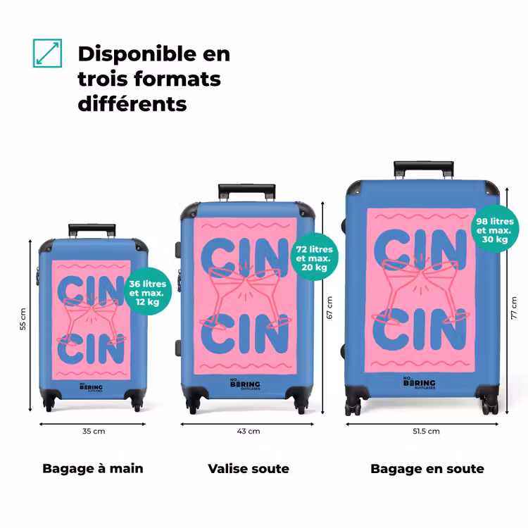 Valise - Boissons - Verres - Santé ! - Moderne - Rose — 1