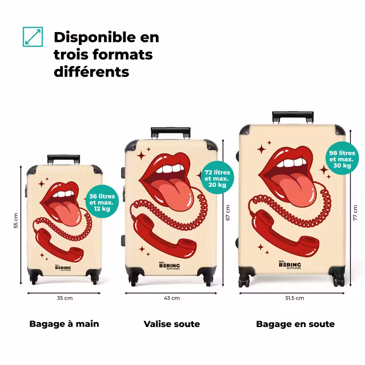 Valise - Bouche - Téléphone - Pop art - Rouge - Illustration — 1