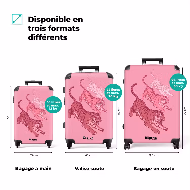 Valise - Chat - En train de sauter - Animaux - Rose - Moderne — 1