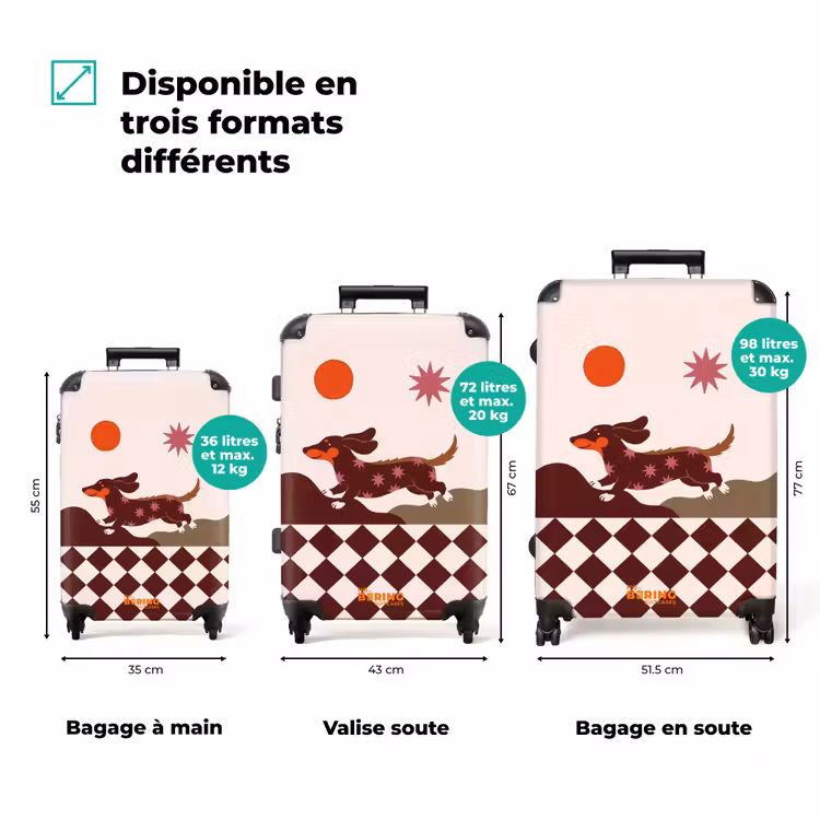 Valise - Chien - Abstrait - Animaux - Moderne - Marron — 1