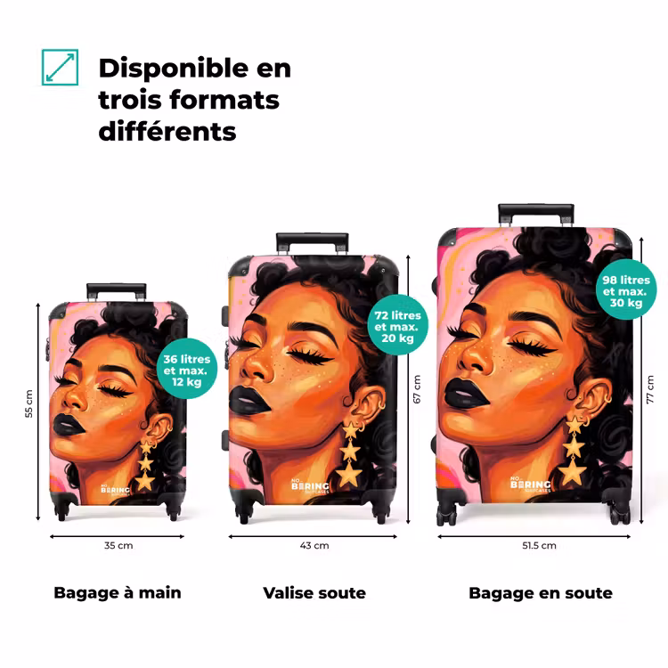 Valise - Femme - Portrait - Abstrait - Coloré - Rose — 1