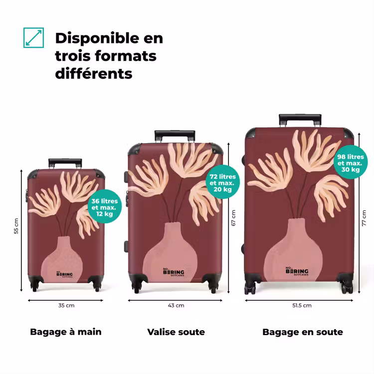 Valise - Fleurs - Vase - Abstrait - Moderne - Teintes terreuses — 1
