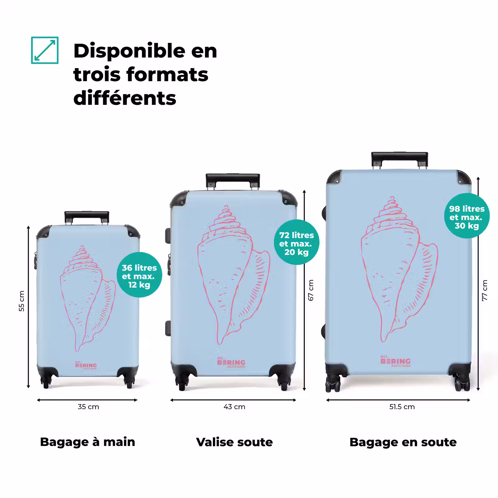 Valise - Bleu - Rose - Coquillage — 1