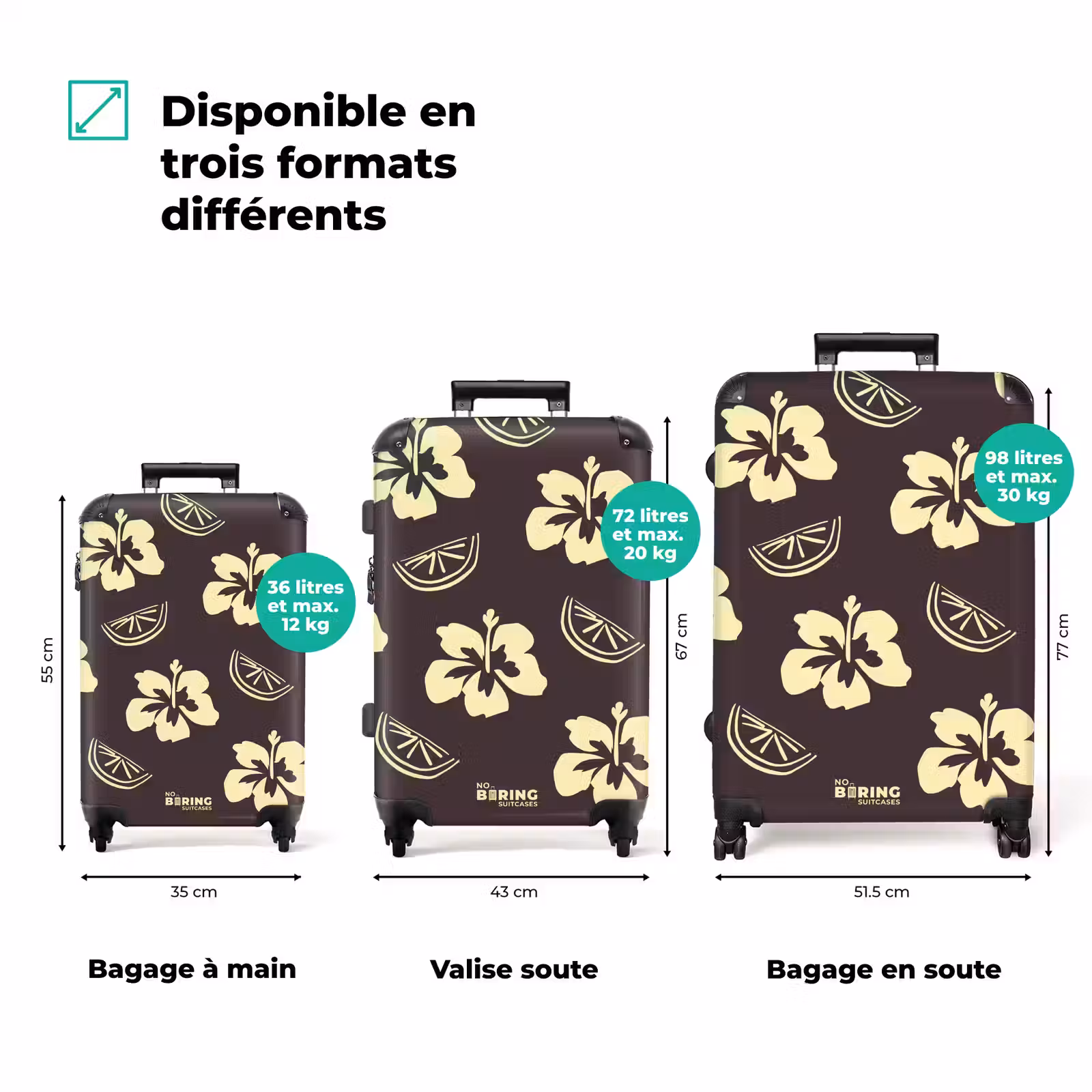 Valise - Fleurs - Agrumes - Marron — 1