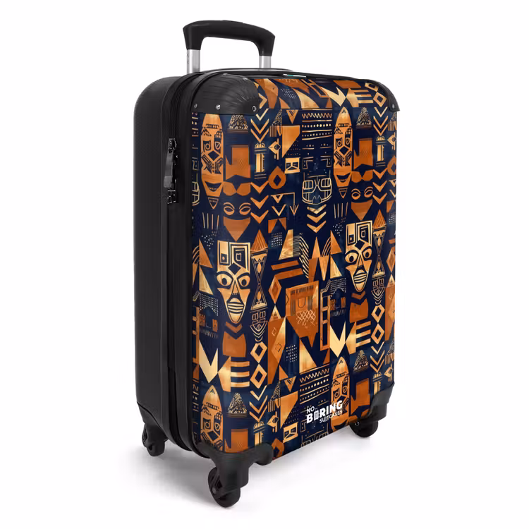 Valise - Bleu nuit - Cuivre - Tribal - Masques — 2