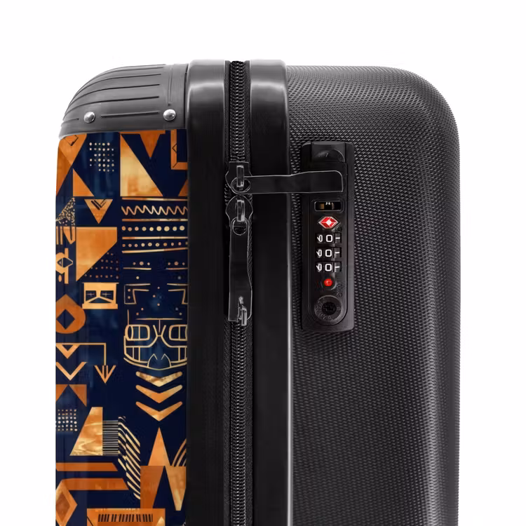 Valise - Bleu nuit - Cuivre - Tribal - Masques — 6