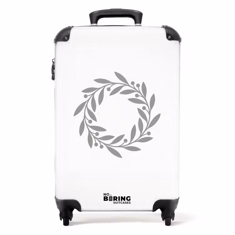 Valise - Couronne - Feuilles - Nature - Minimaliste - Gris — 1