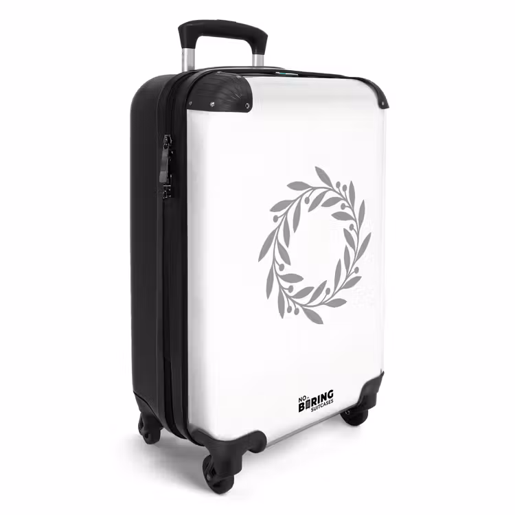Valise - Couronne - Feuilles - Nature - Minimaliste - Gris — 2