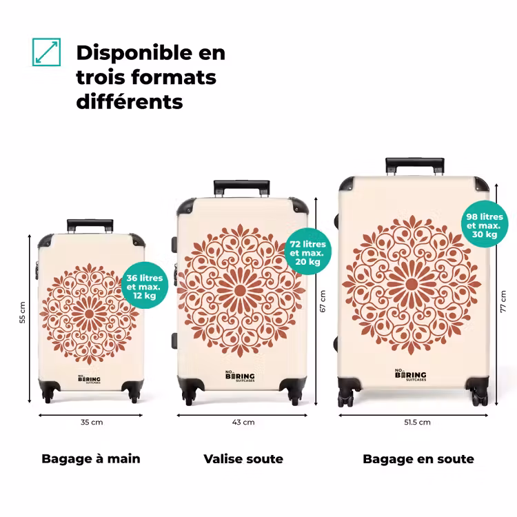 Valise - Décoration - Cercle - Symétrique - Moderne - Rouge-brun — 3