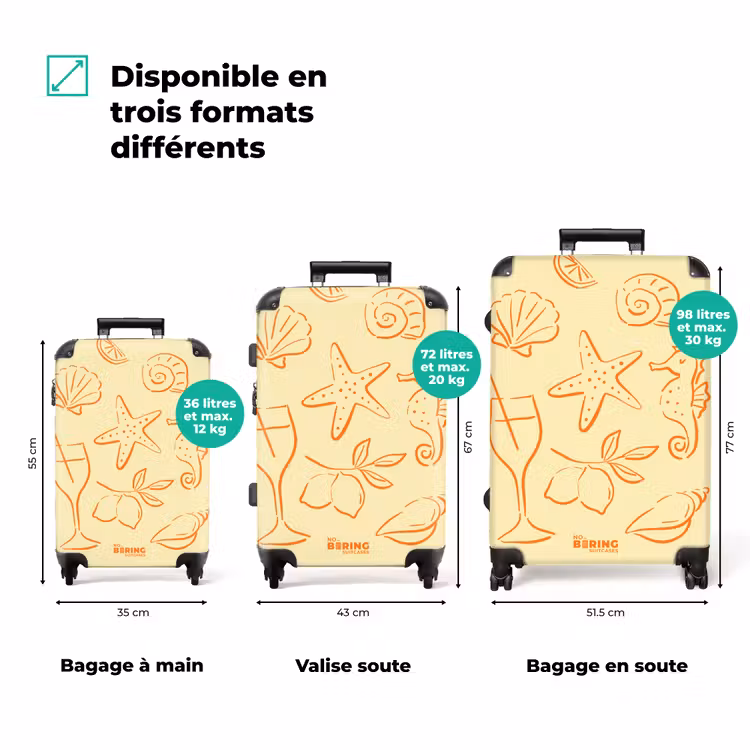 Valise - doodles - Coquillages - Jaune — 1