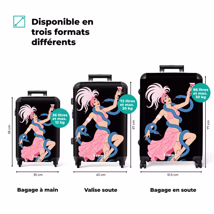 Valise - Femme - Danseuse - Serpents - Art déco - Rose — 1