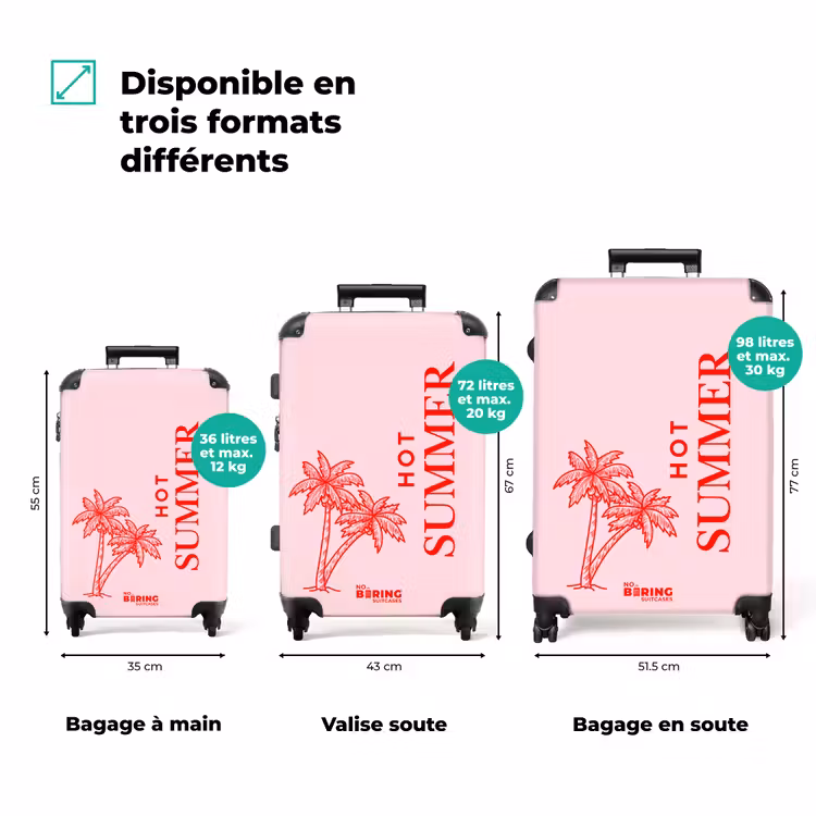 Valise - Fleurs de palmier - Rose - Rouge — 1