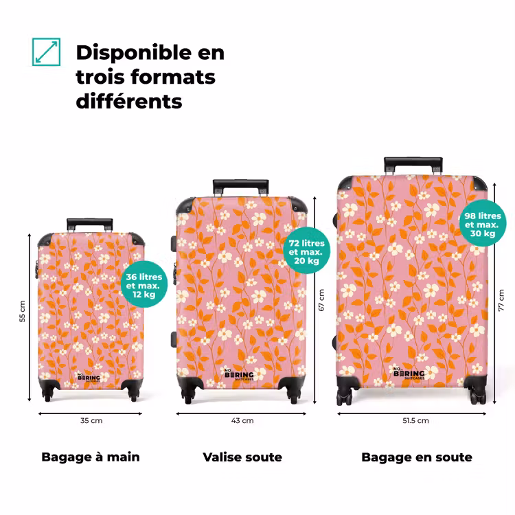 Valise - Fleurs - Motif - Orange — 1
