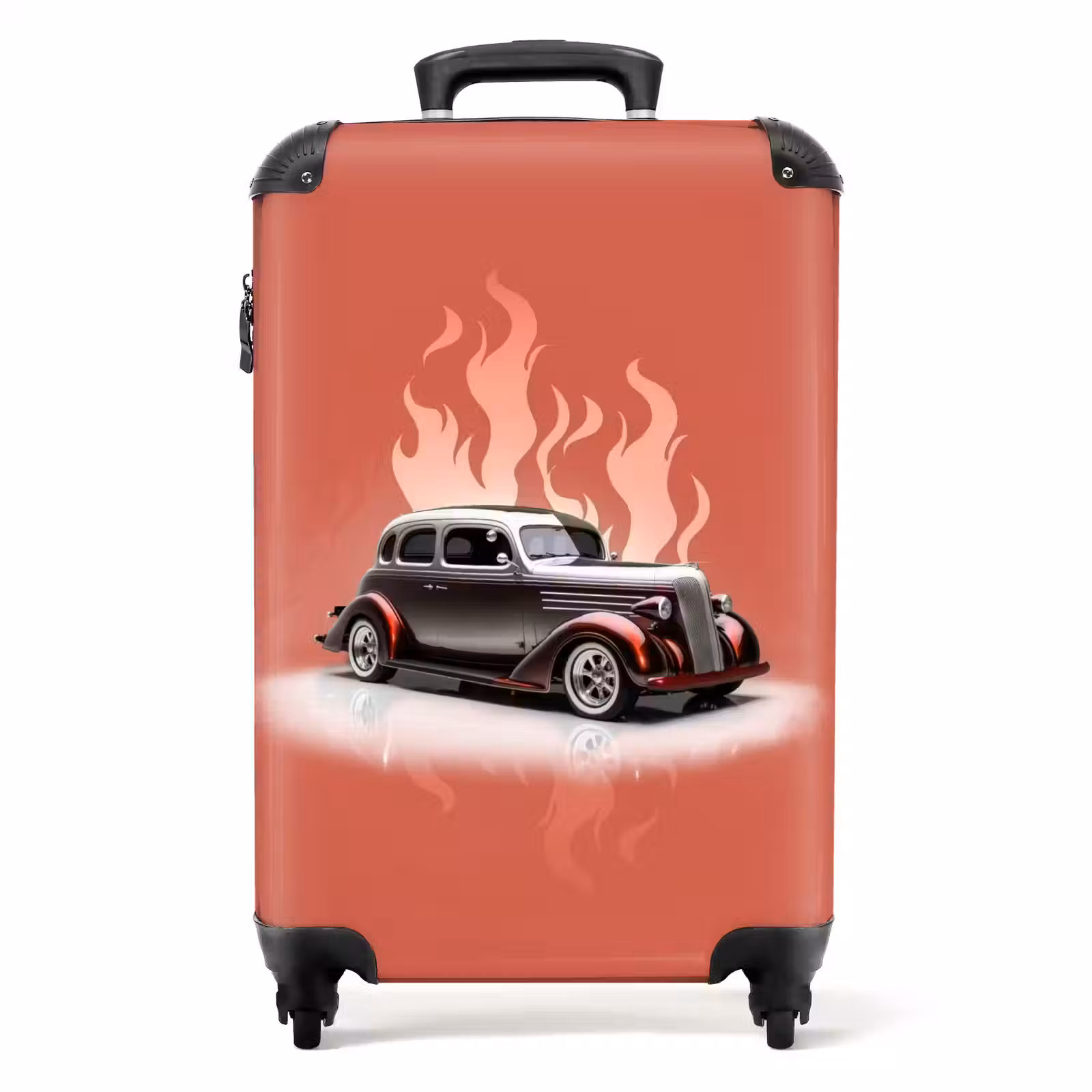Valise - Voiture grise avec flammes roses — 1