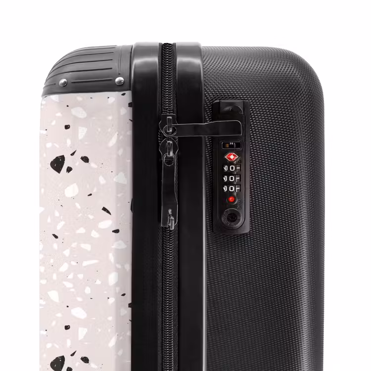 Valise - Motif terrazzo beige avec noir et blanc — 5