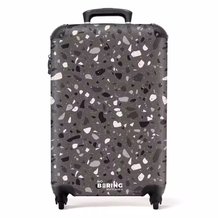 Valise - Motif Terrazzo multicolore gris foncé — 1