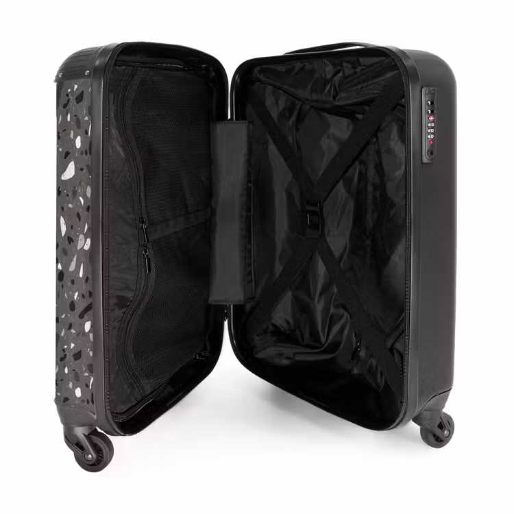Valise - Motif Terrazzo multicolore gris foncé — 4