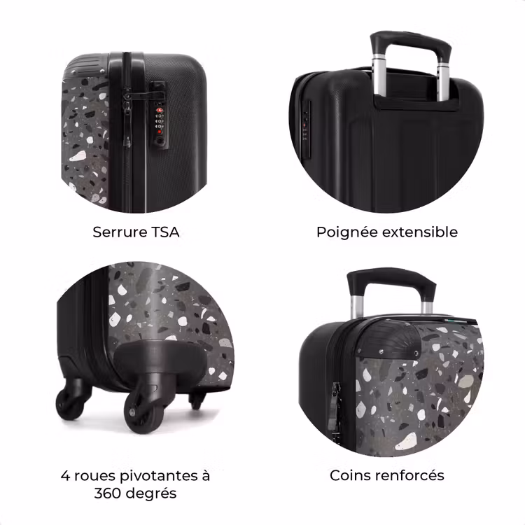 Valise - Motif Terrazzo multicolore gris foncé — 7