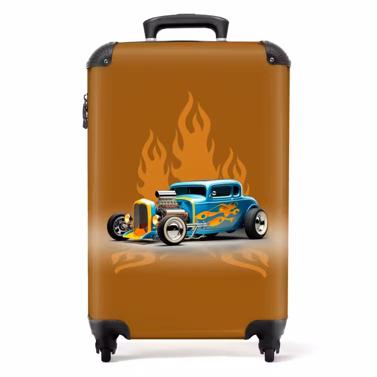 Valise - Voiture bleue avec flammes jaunes — 1