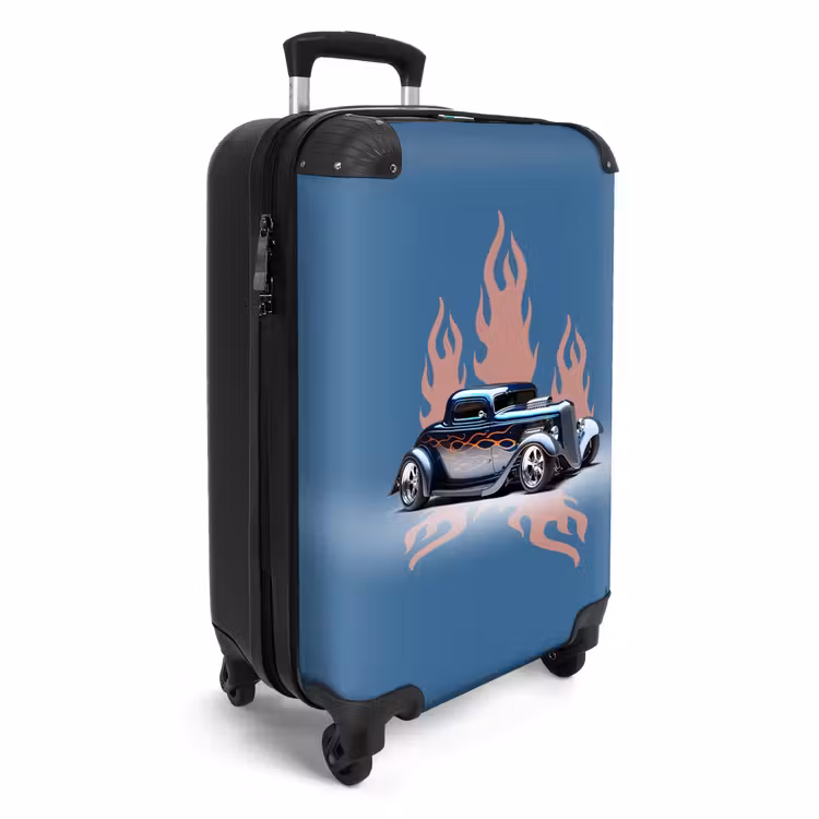 Valise - Voiture bleue avec flammes roses — 2