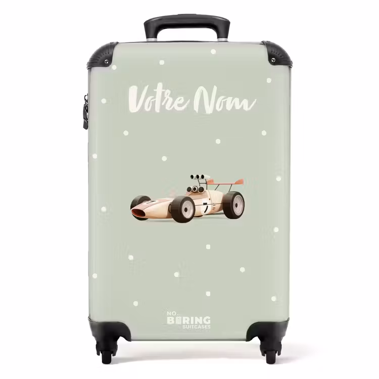 Valise avec nom -Voiture de Course à Pois — 1