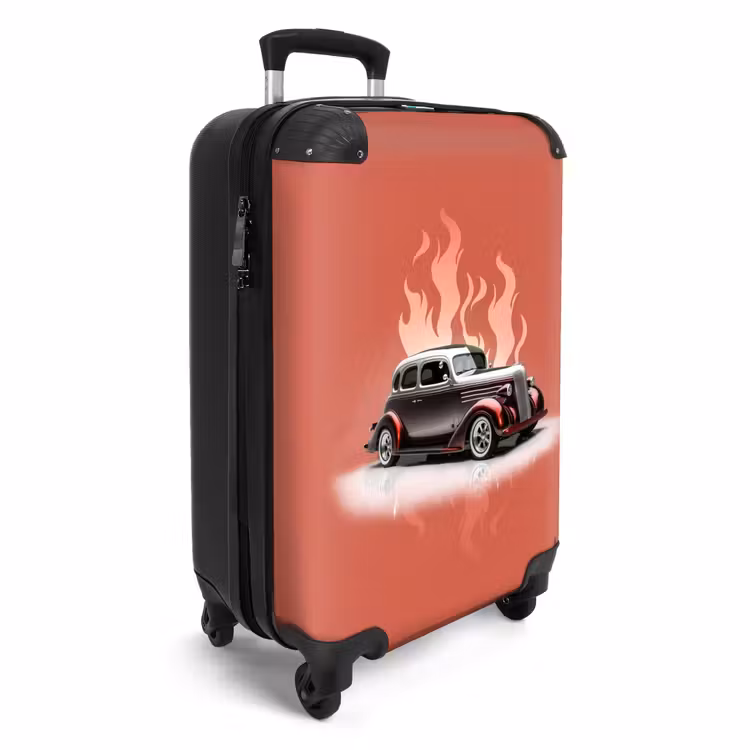 Valise - Voiture grise avec flammes roses — 2