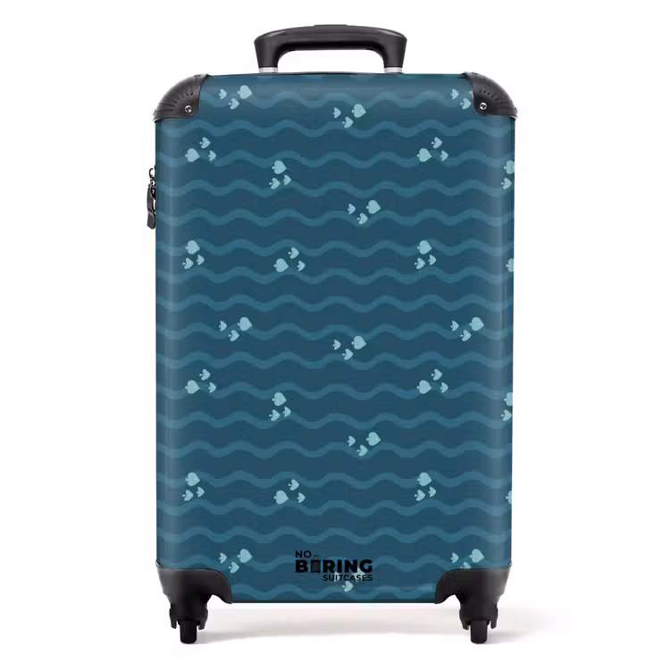 Valise - Mer avec motif de poisson vert bleu — 1