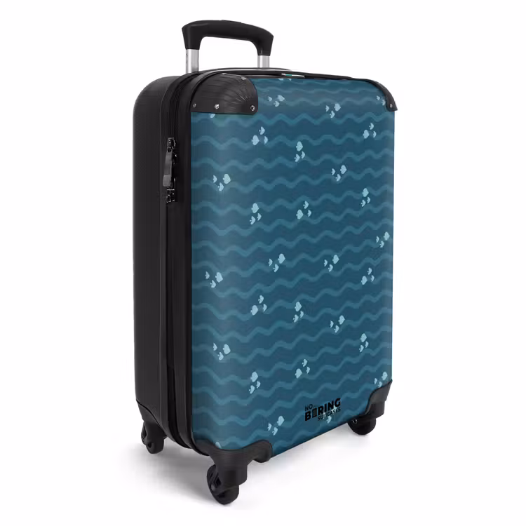 Valise - Mer avec motif de poisson vert bleu — 2